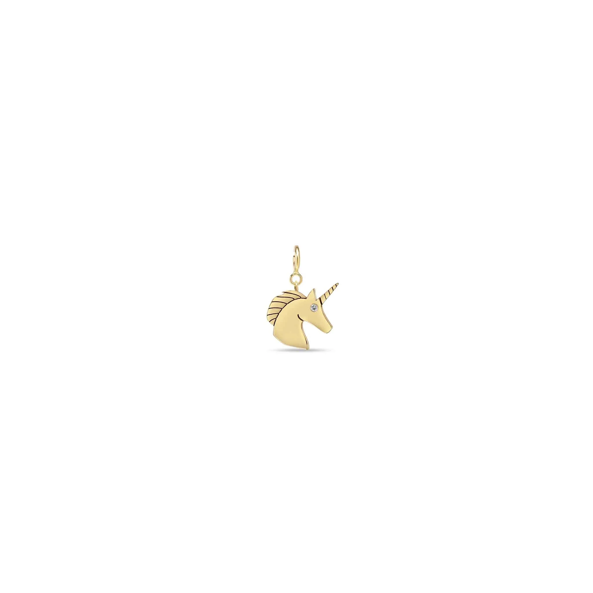 14k Single Midi Bitty Unicorn with Diamond Eye Charm