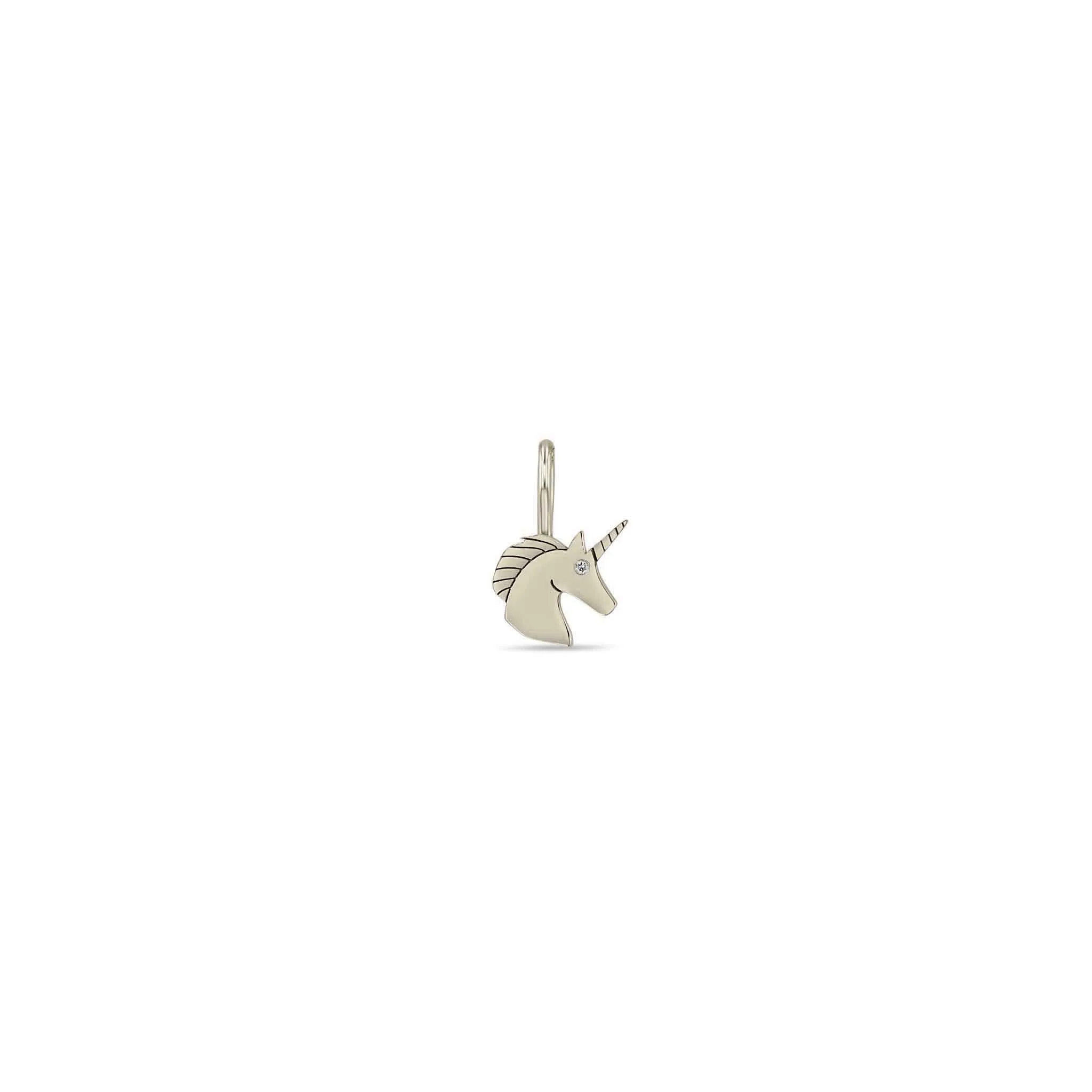 14k Single Midi Bitty Unicorn with Diamond Eye Charm