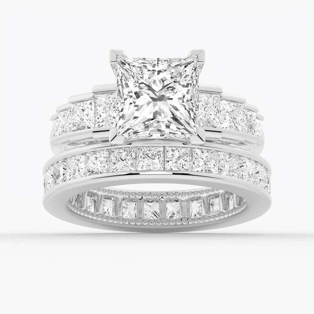 4.76 CTW. Unique Three Stone Princess-Cut Moissanite Ring