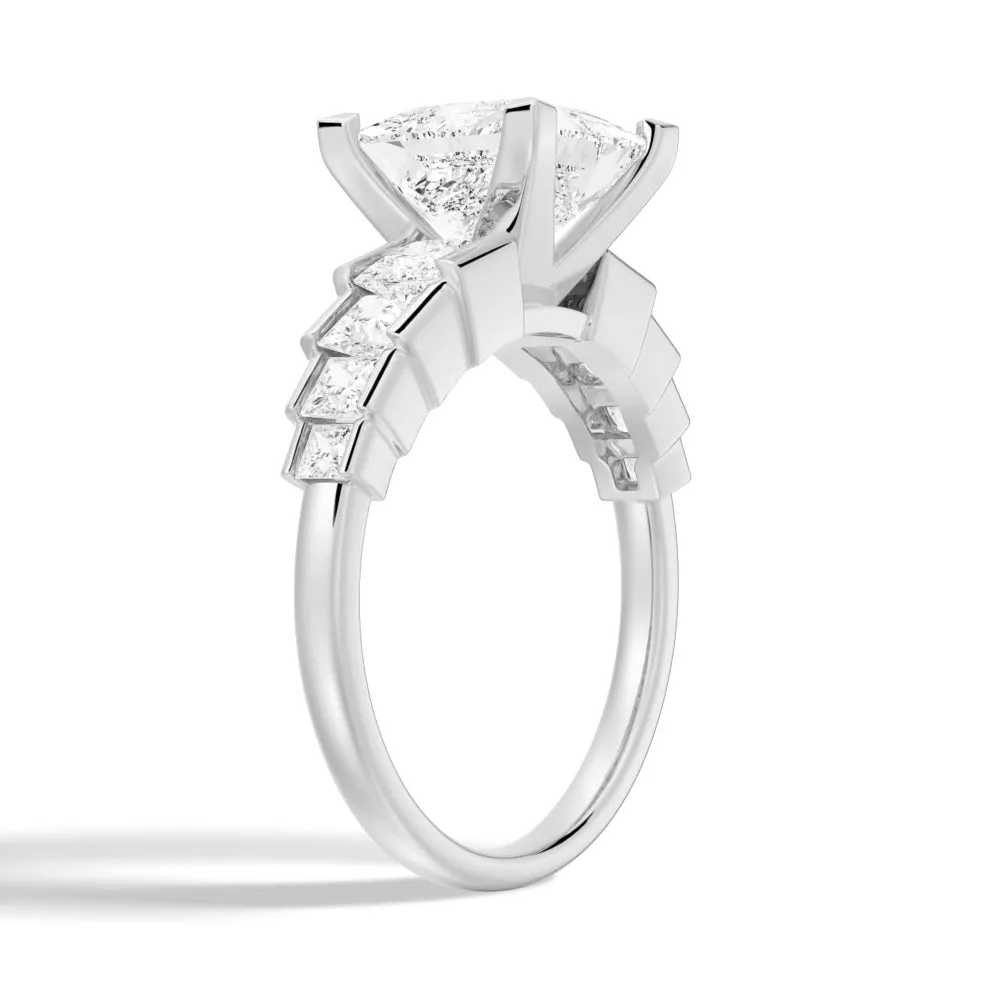 4.76 CTW. Unique Three Stone Princess-Cut Moissanite Ring