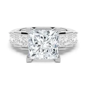 4.76 CTW. Unique Three Stone Princess-Cut Moissanite Ring