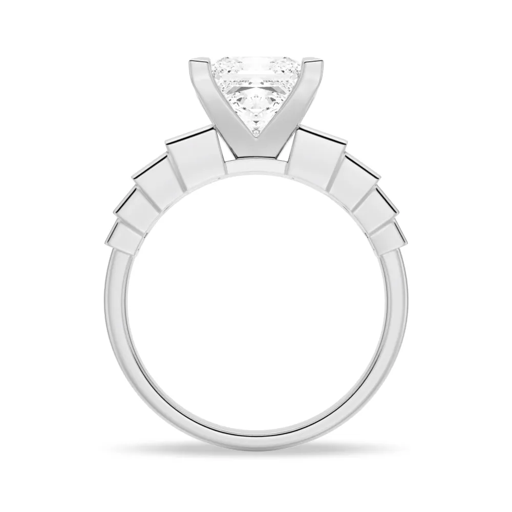 4.76 CTW. Unique Three Stone Princess-Cut Moissanite Ring