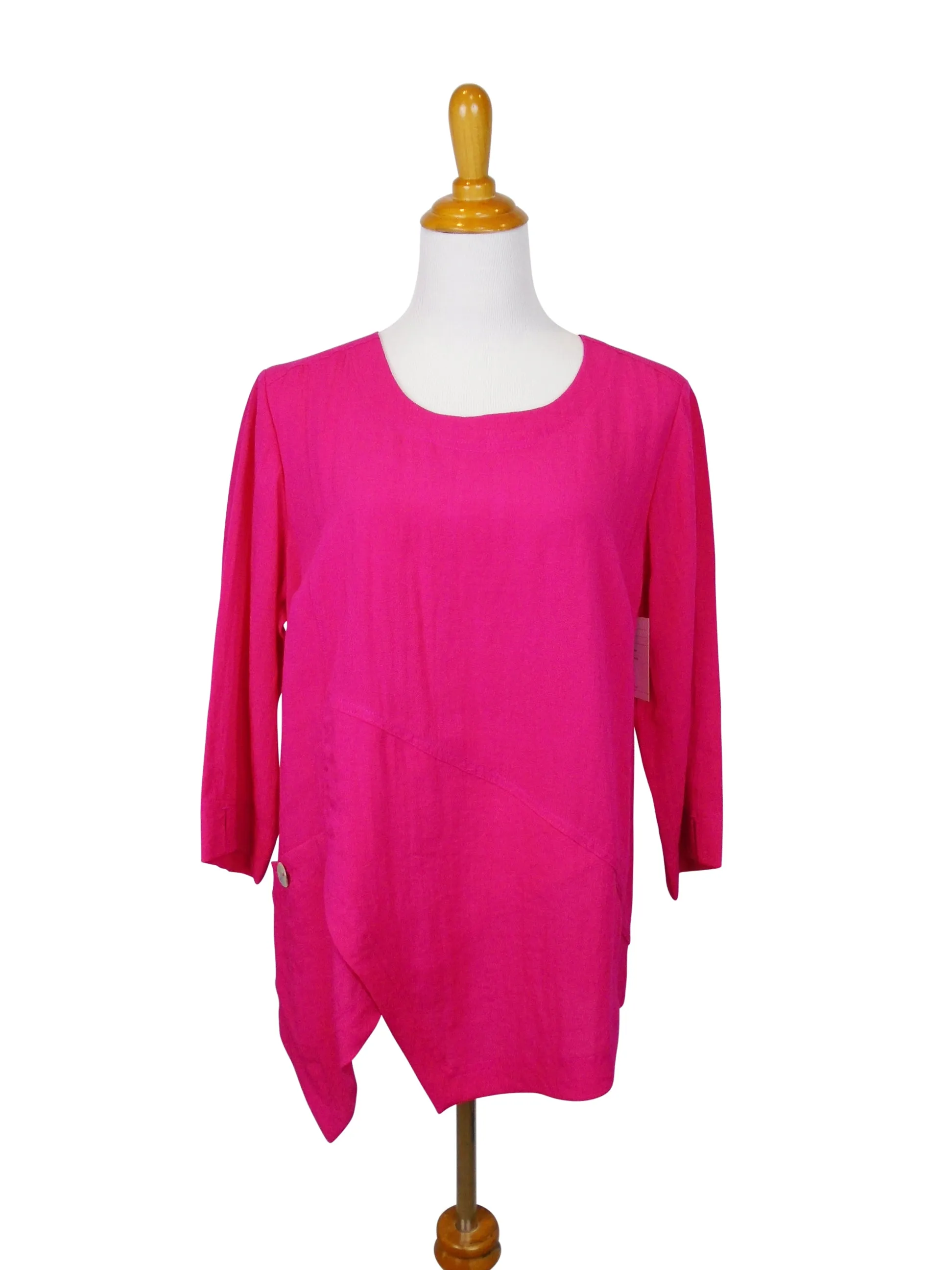 AA123 - Linen Pullover w/ Asymmetric Hem