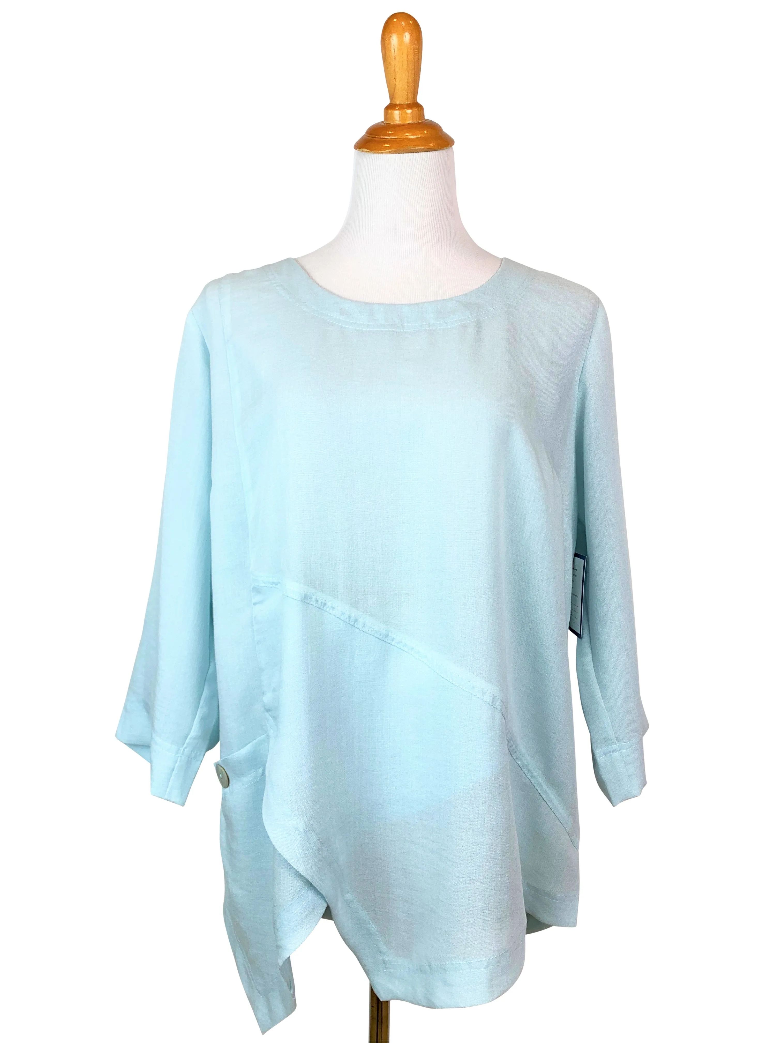 AA123 - Linen Pullover w/ Asymmetric Hem