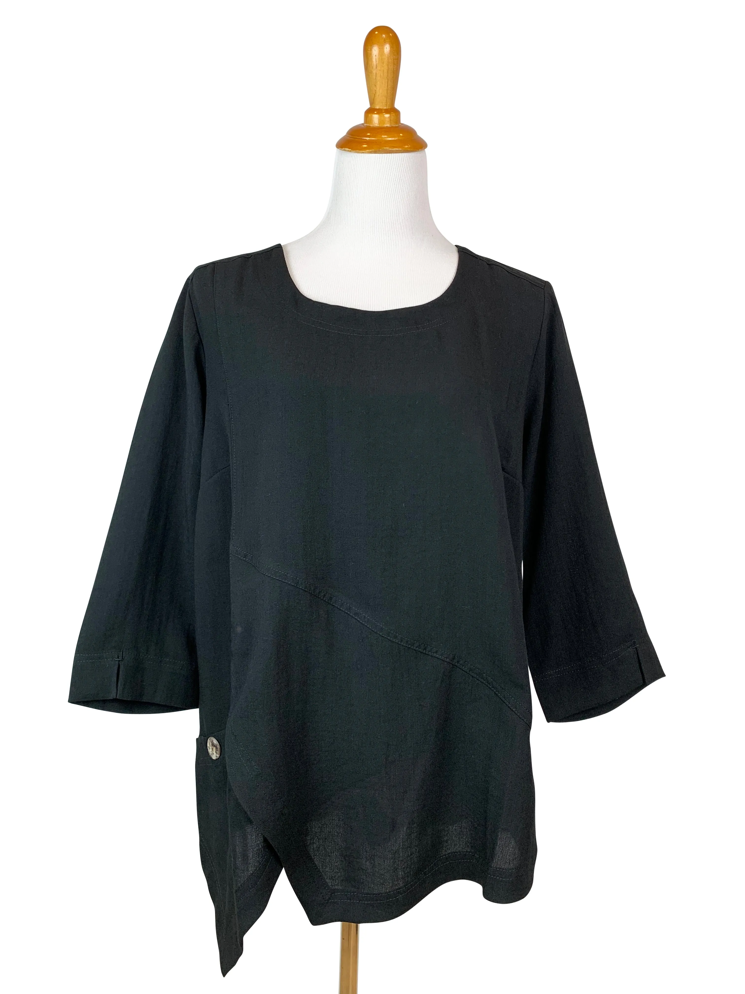 AA123 - Linen Pullover w/ Asymmetric Hem