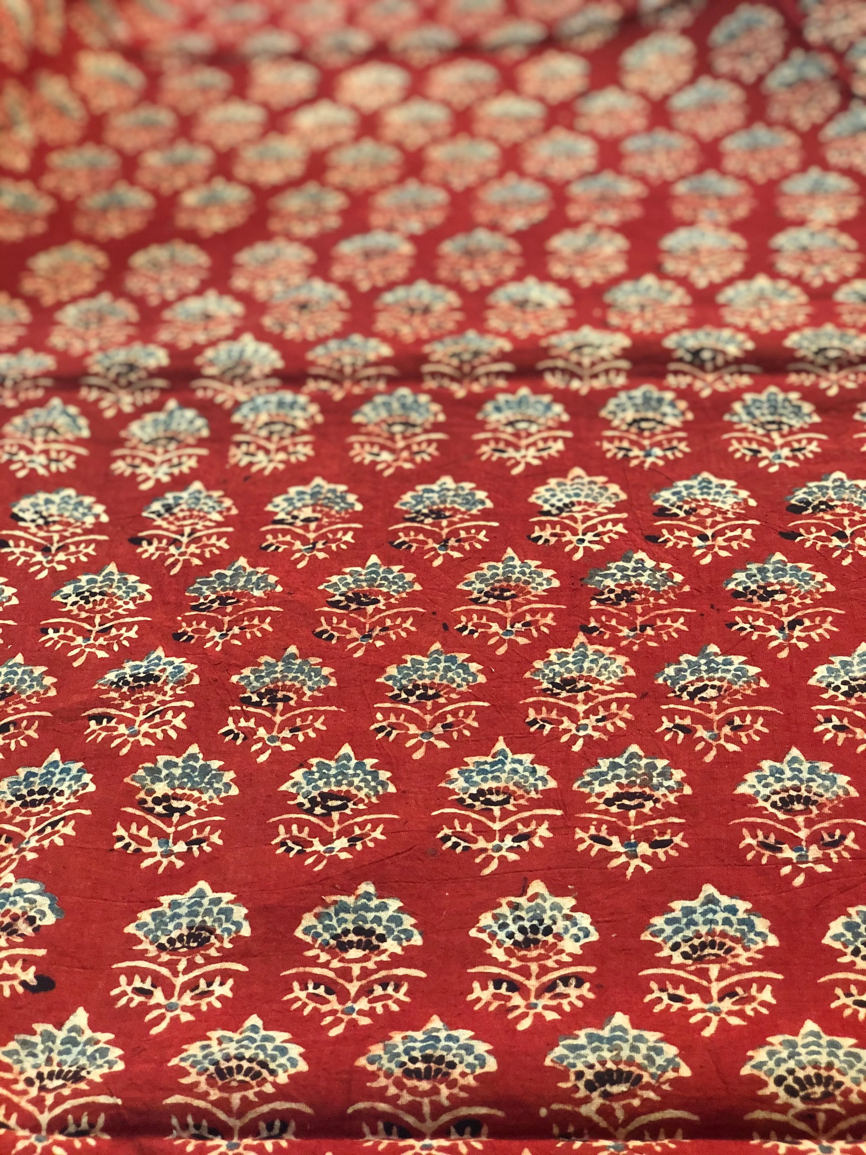 Ajarakh Red Aasmani Taaj Butti Fabric