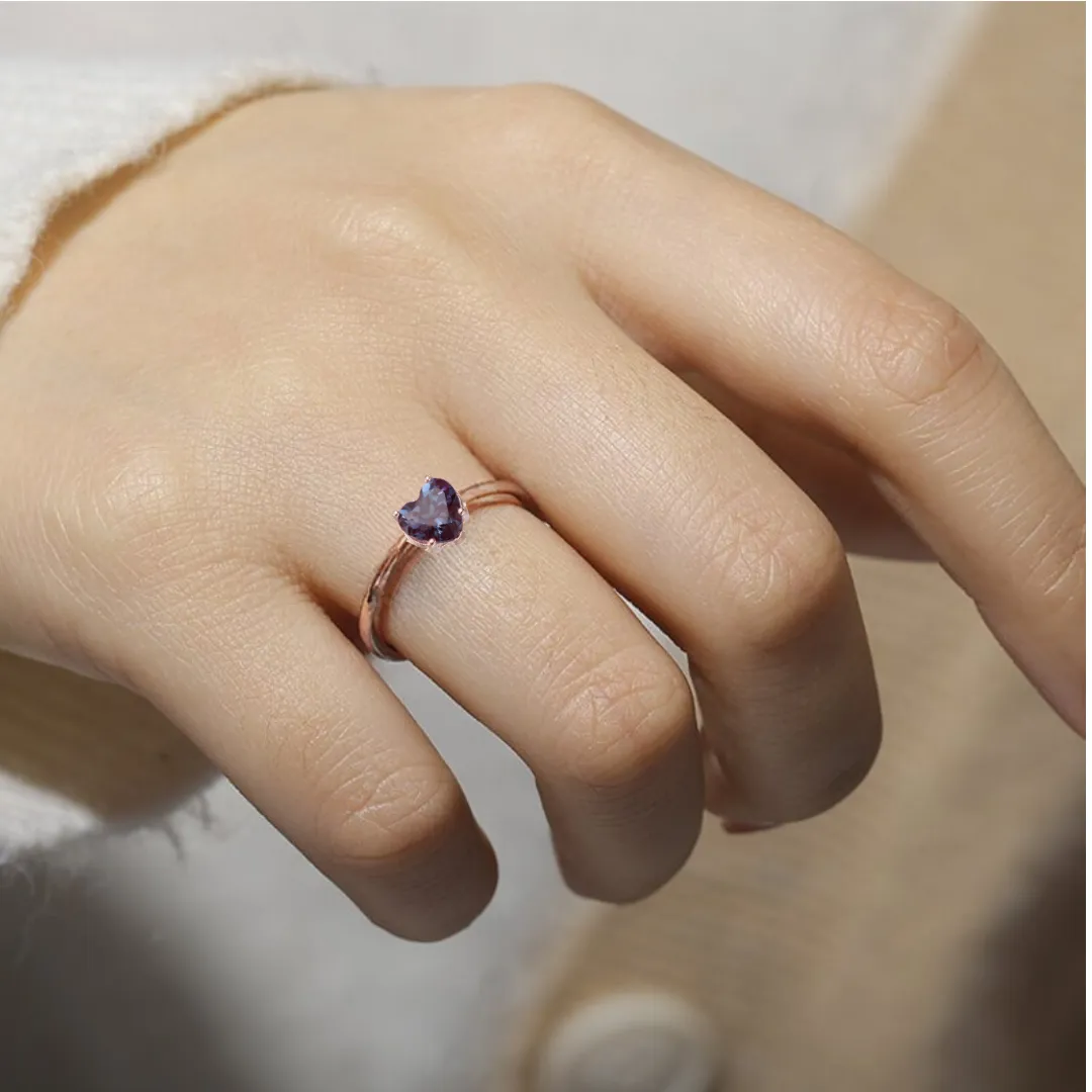 Alexandrite Solitaire Heart Ring