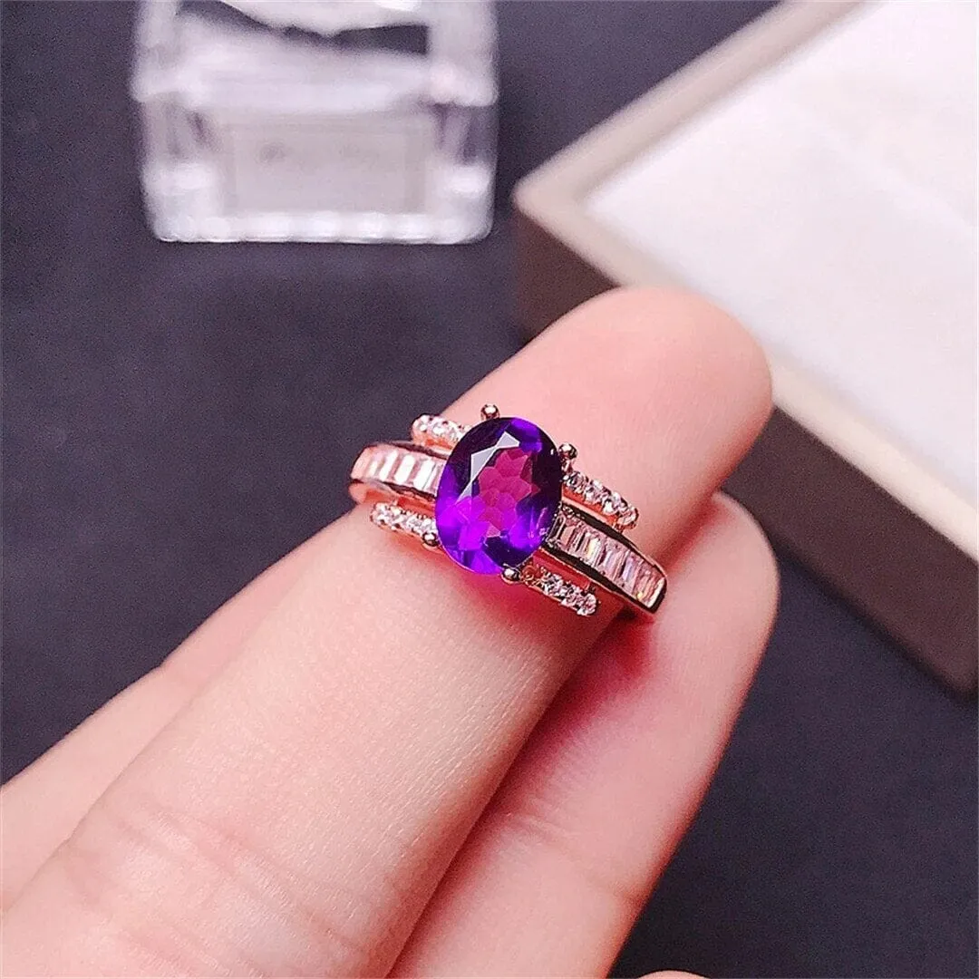 Amethyst Rose Gold & Platinum Resizable Ring