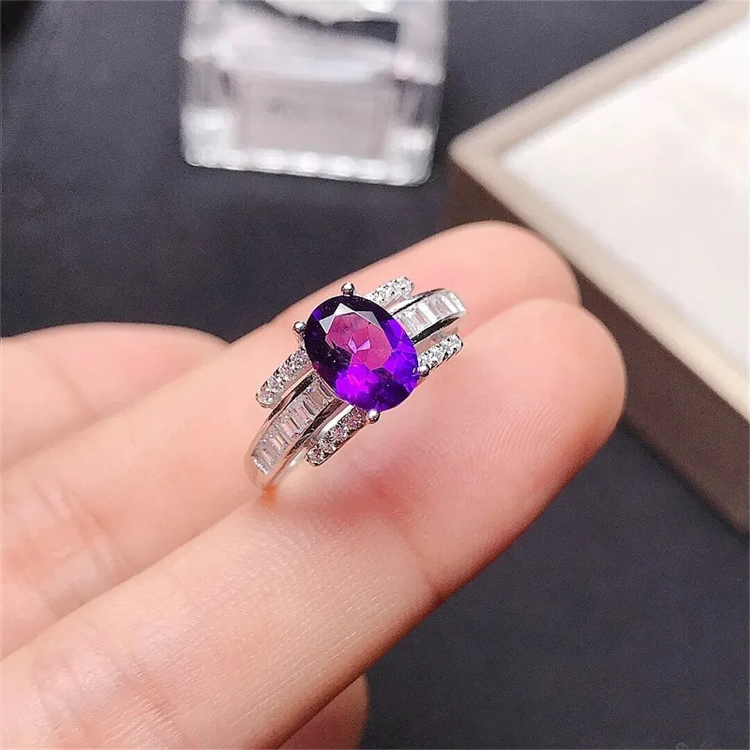 Amethyst Rose Gold & Platinum Resizable Ring