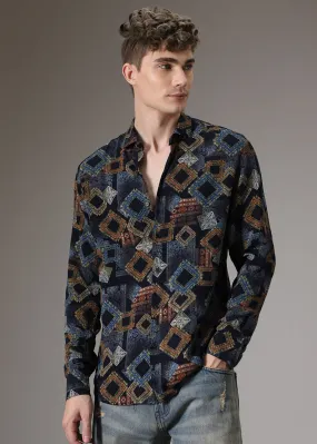 Argyle Diamond Blue Feather Shirt