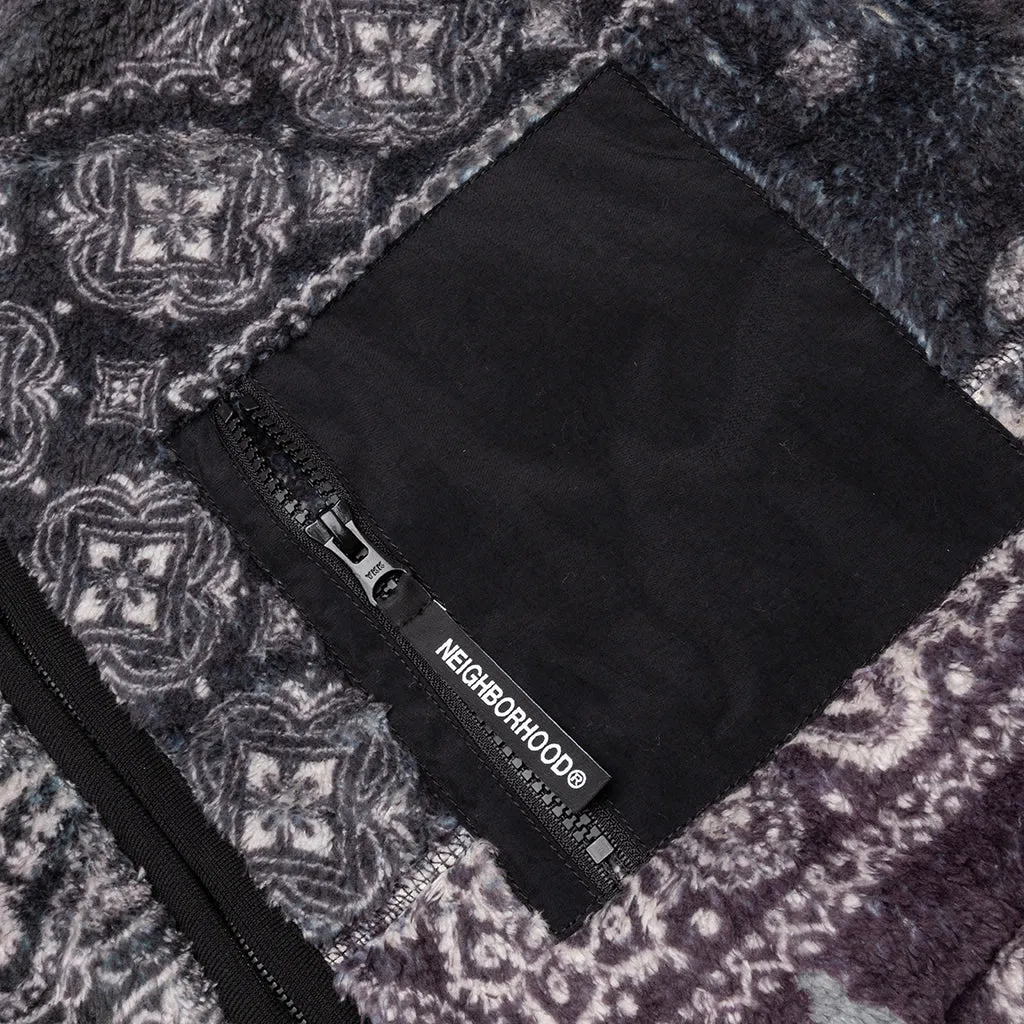 Bandana Pattern Fleece Jacket - Black