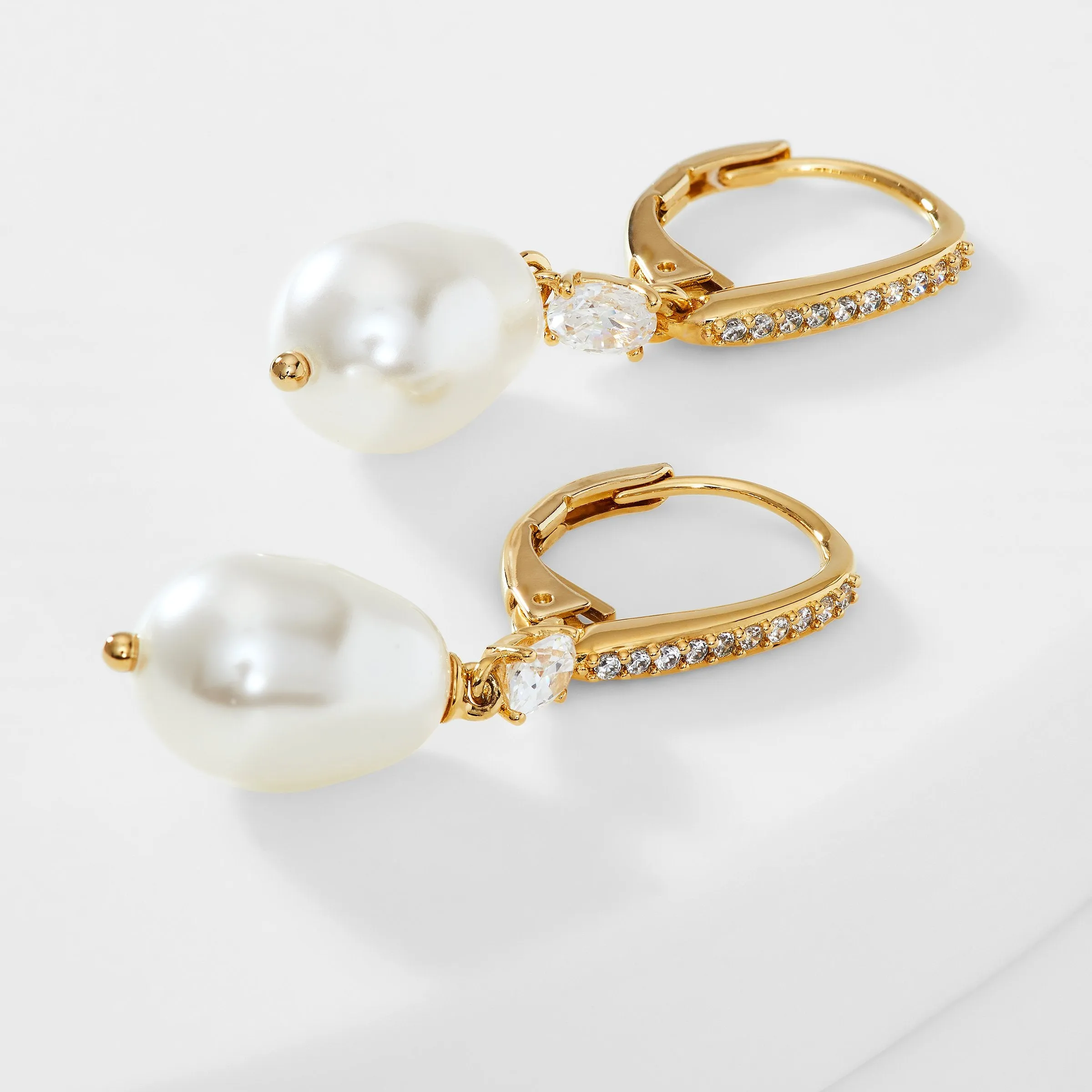 BOHEME LARGE PEARL AND CZ DROP EARRINGS