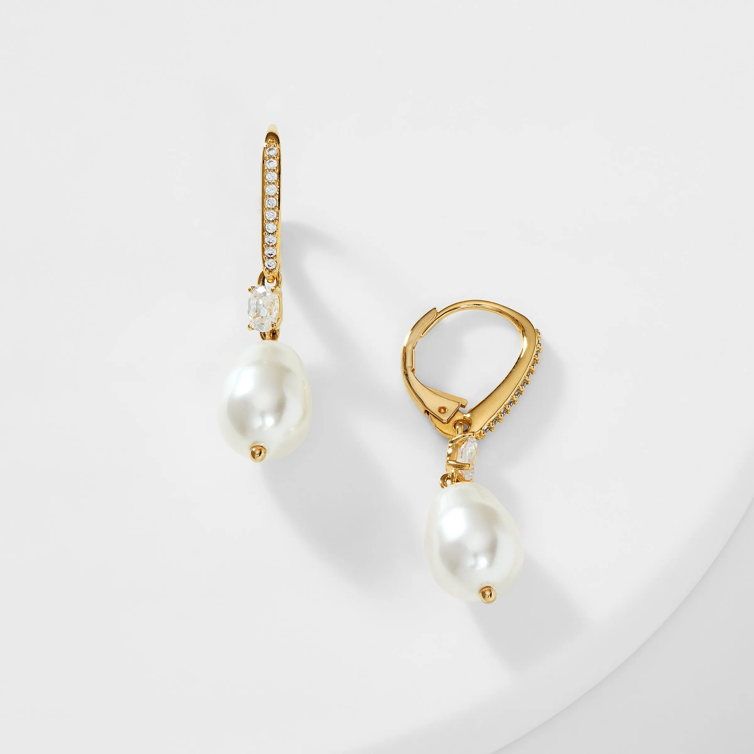 BOHEME LARGE PEARL AND CZ DROP EARRINGS