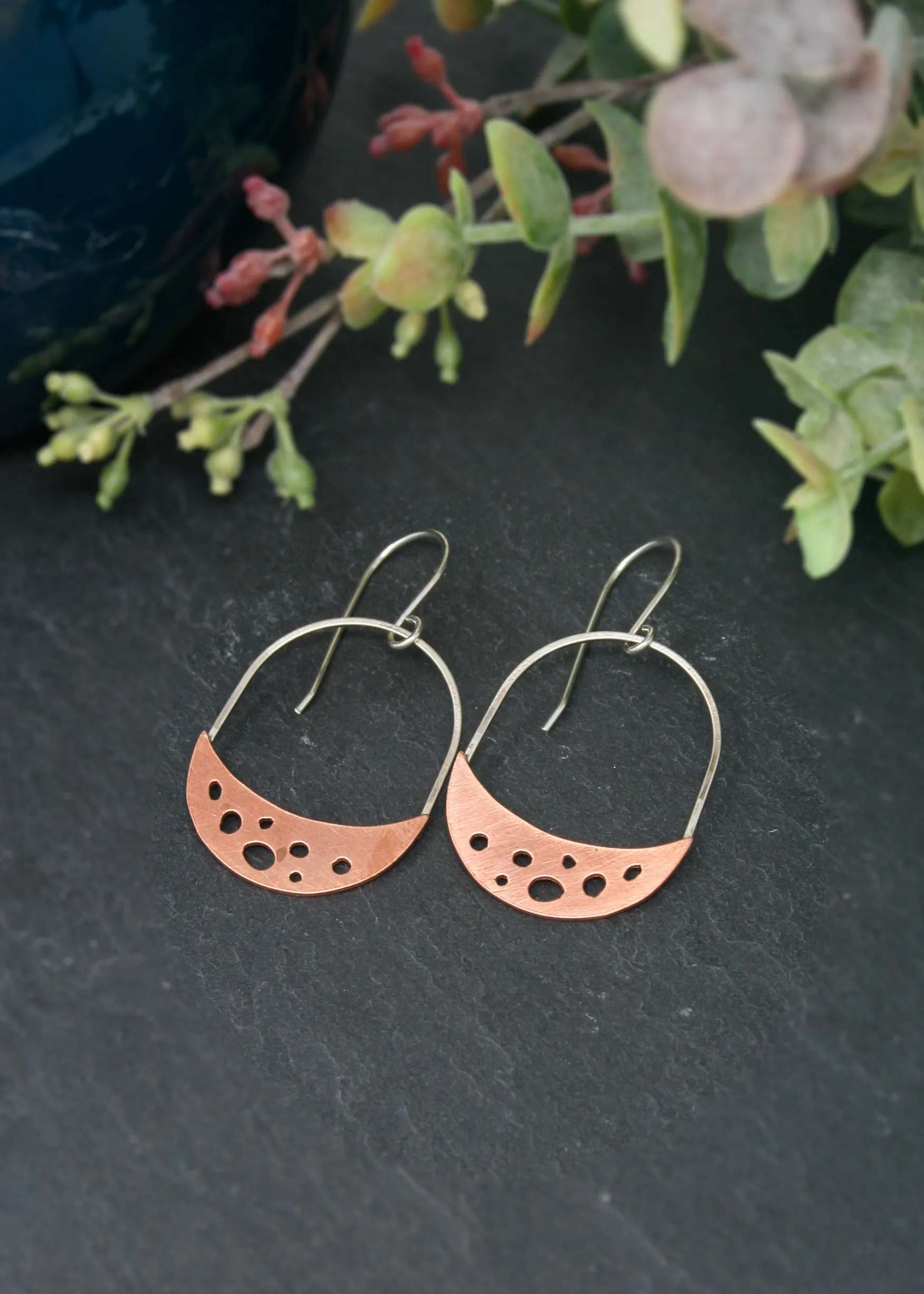 Botanical bubbles moon Earrings