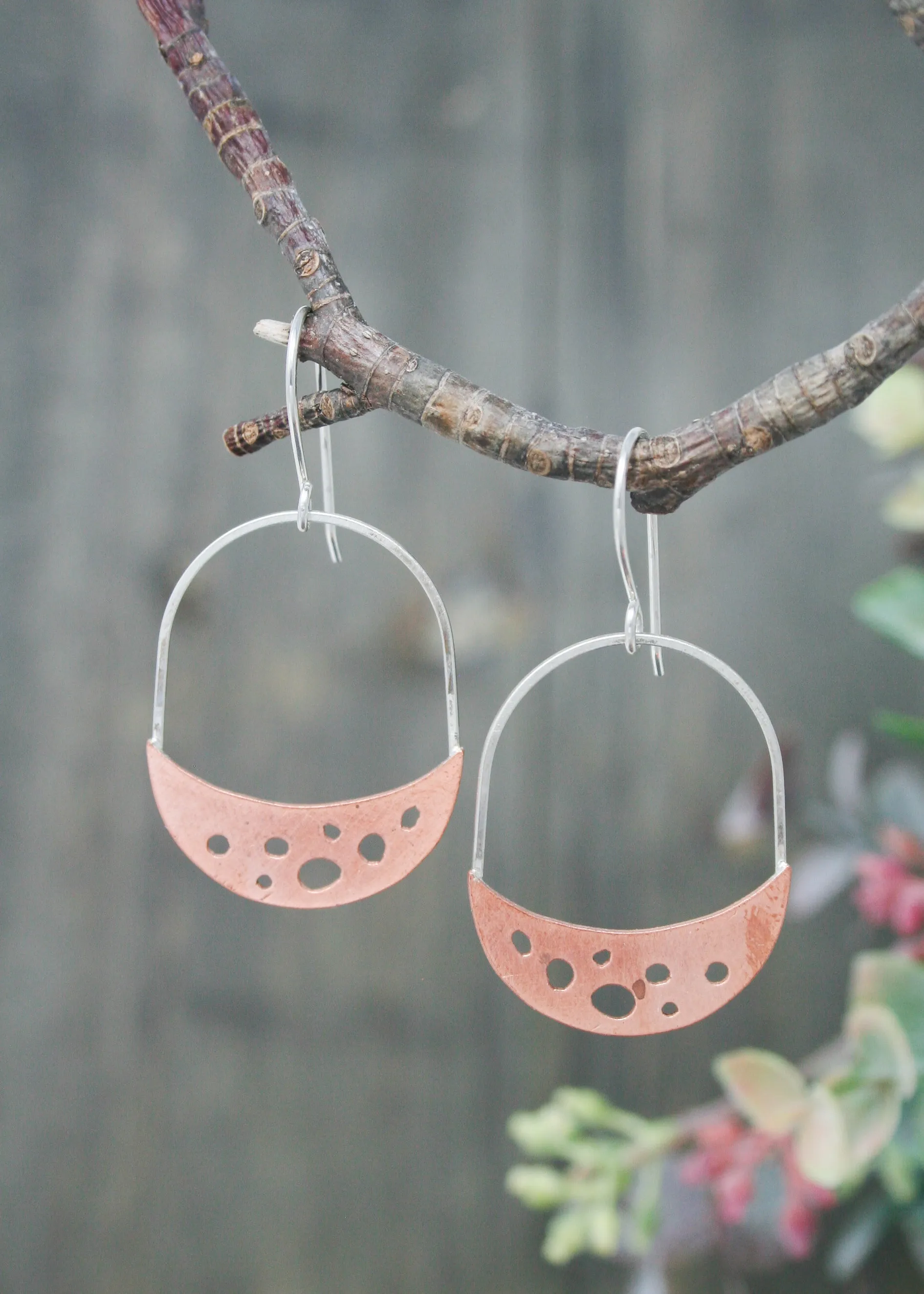 Botanical bubbles moon Earrings