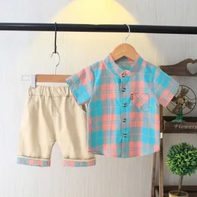 Boys Vintage Pastel Plaid 2 Pcs Set - ONLY 4 LEFT !!!