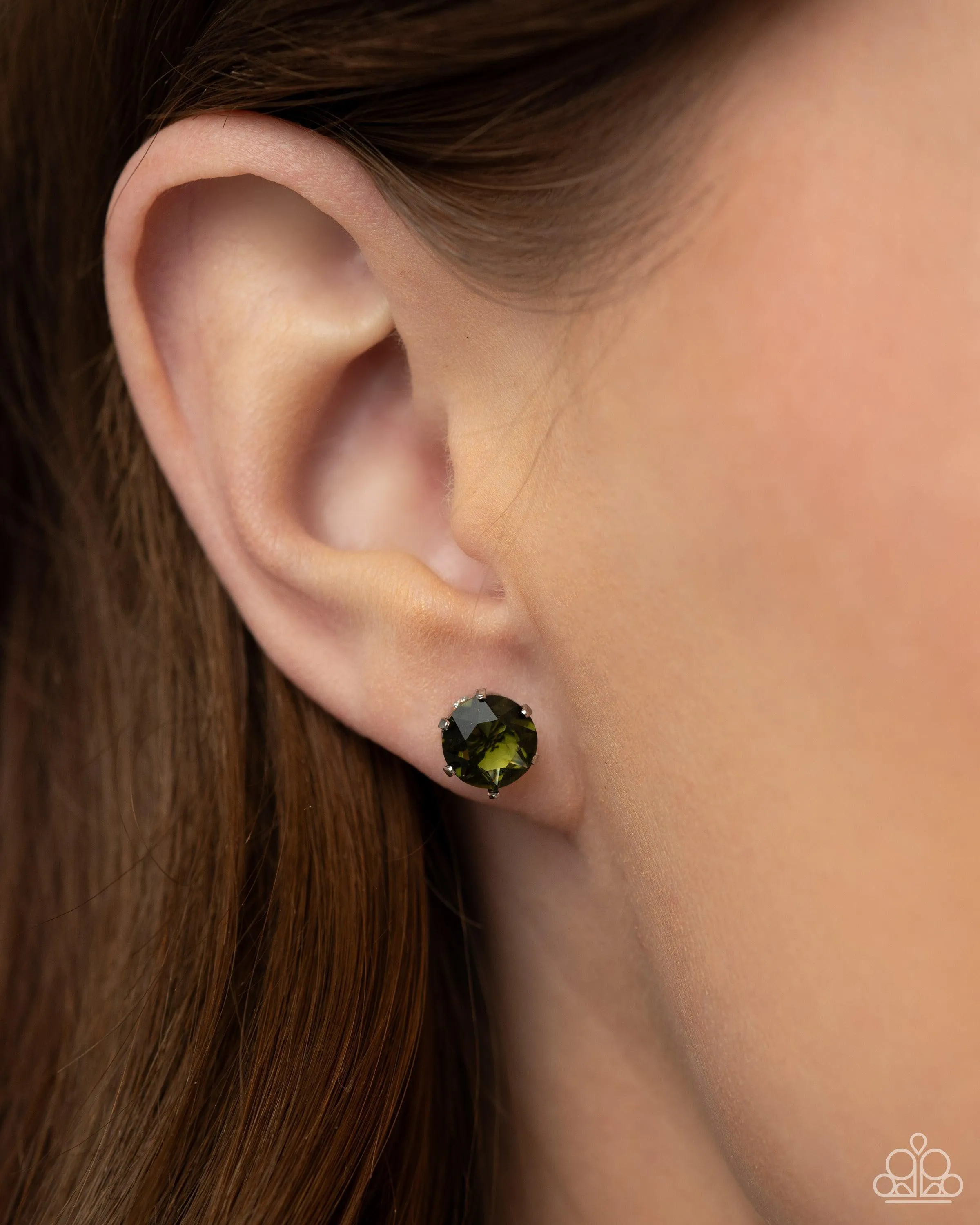 Breathtaking Birthstone (August) Peridot Green Rhinestone Earrings - Paparazzi Accessories