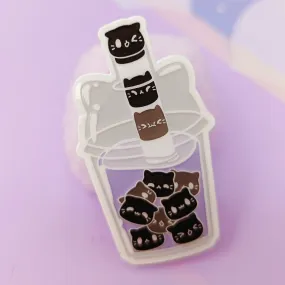 Bubble Kittea Enamel Pins - Taro Tea