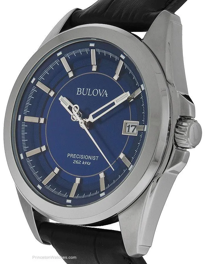 Bulova Mens Precisionist UHF - Blue Dial - Stainless - Date - Black Leather