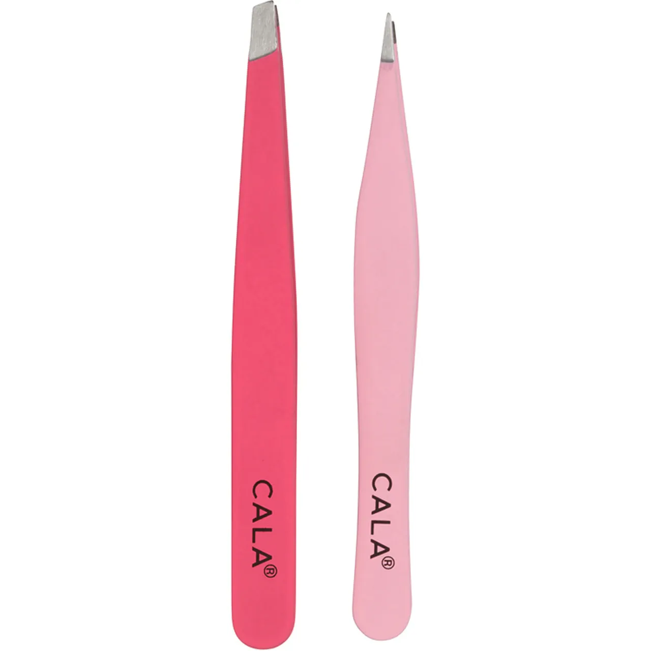 Cala Soft Touch: Tweezer Duo Fine Point & Slanted Set in Coral