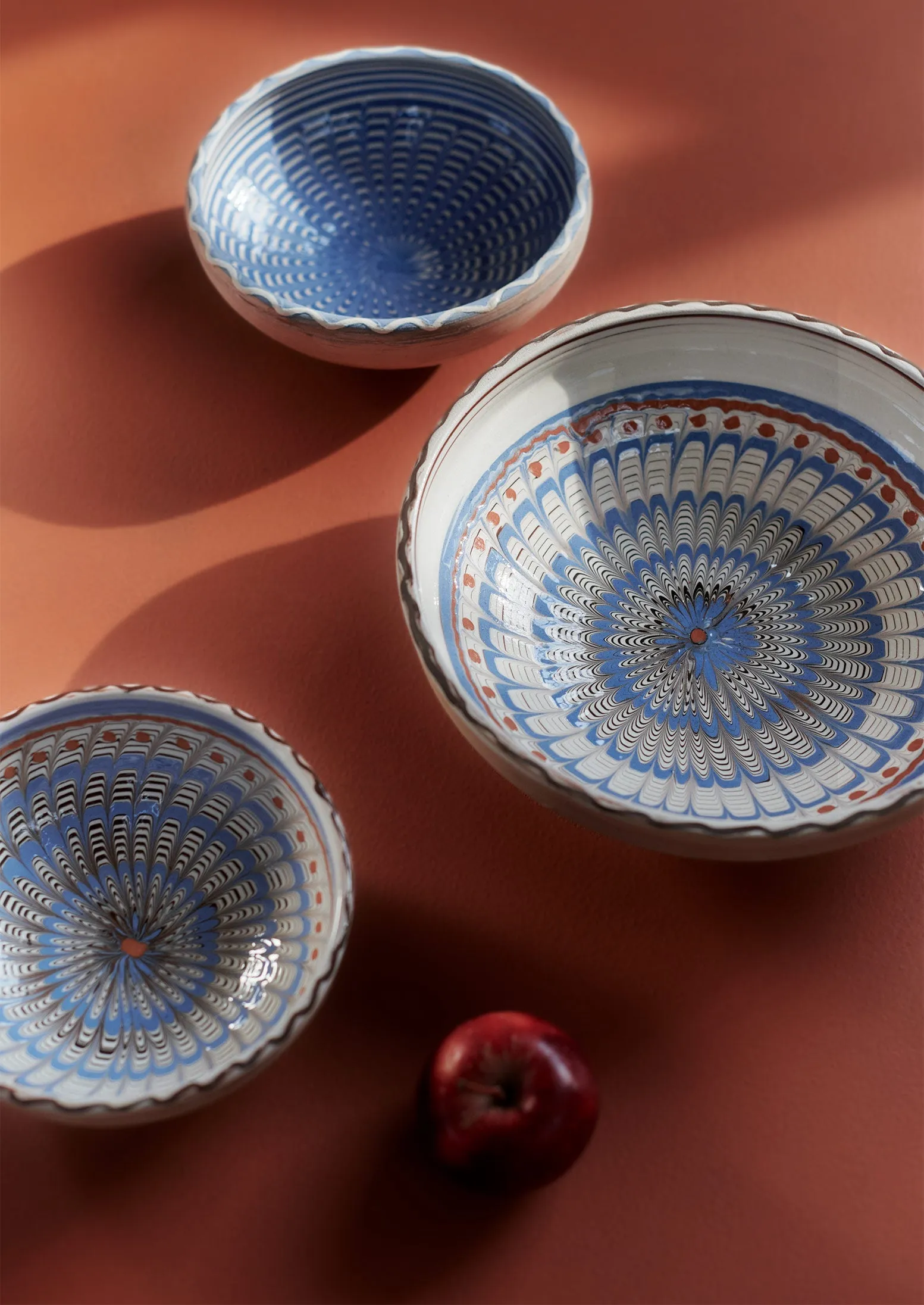 Casa de Folklore Horezu Bowl | Blue/Coral/White