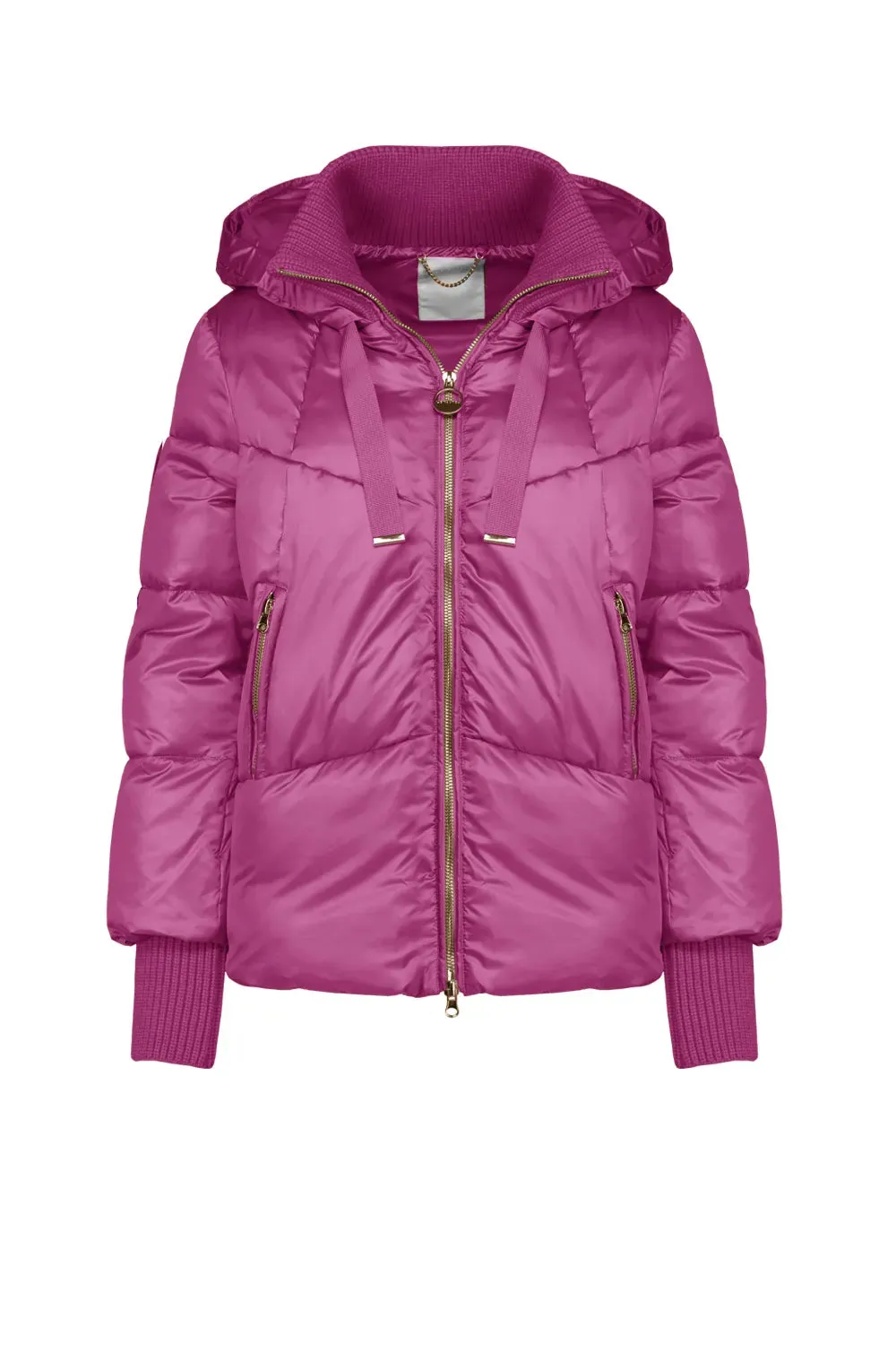 Censured women's hooded jacket with rib collar and cuff JW C010 TN TT3 45 fuchsia