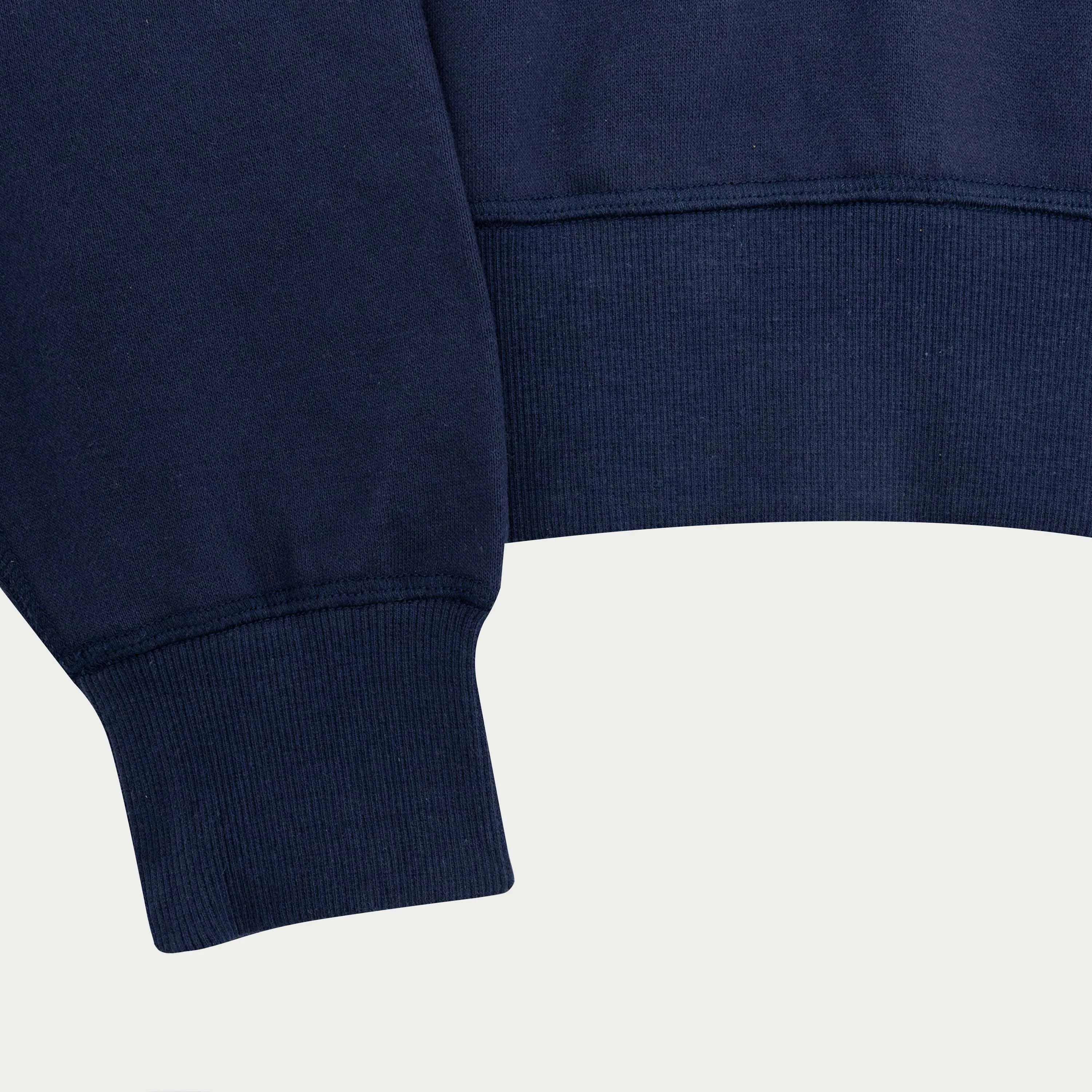 Cropped Midweight Quarter Zip Polo (Navy)