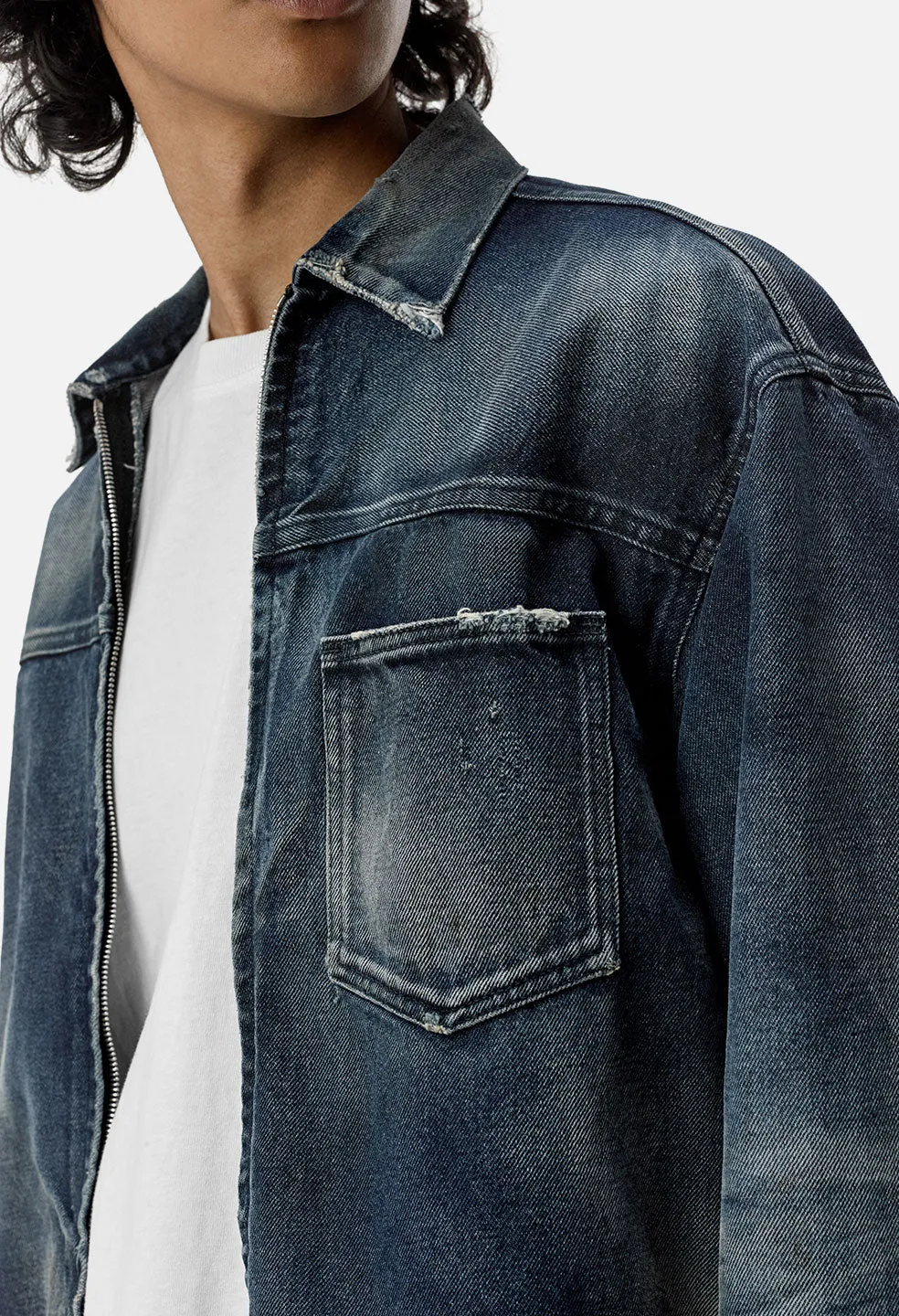 Denim Zip Blouson / Dark Indigo