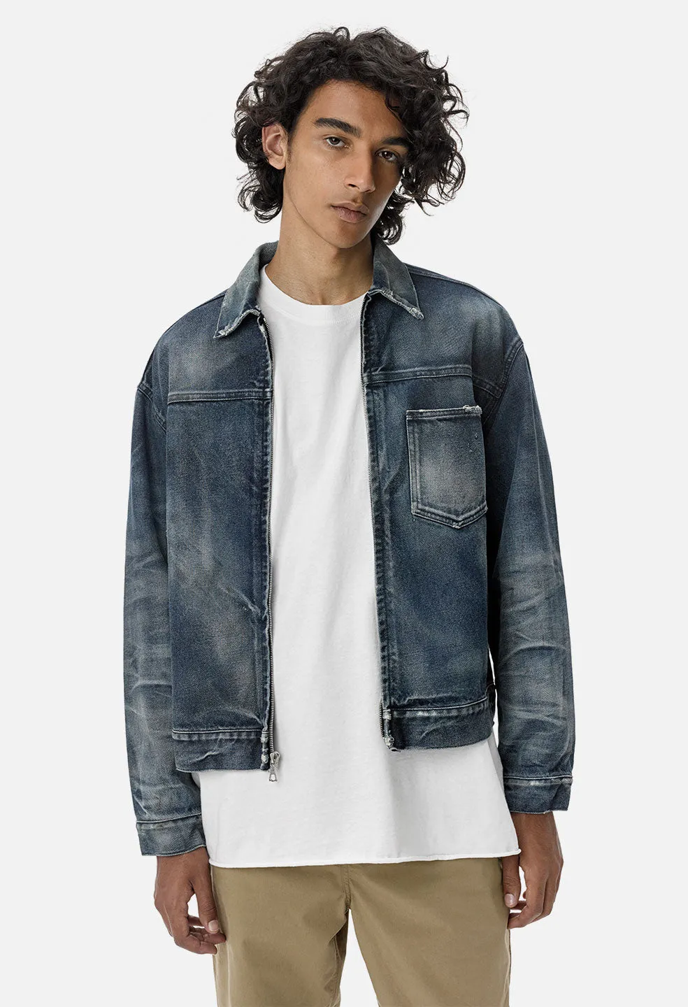 Denim Zip Blouson / Dark Indigo