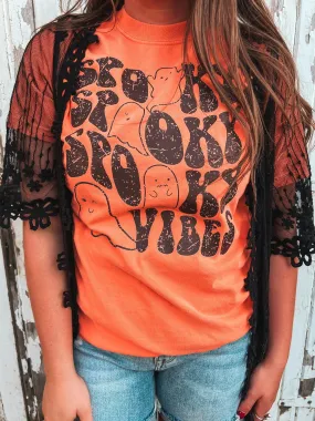 {DON’T GHOST ME} Spooky Vibes Orange Crew Neck Tee