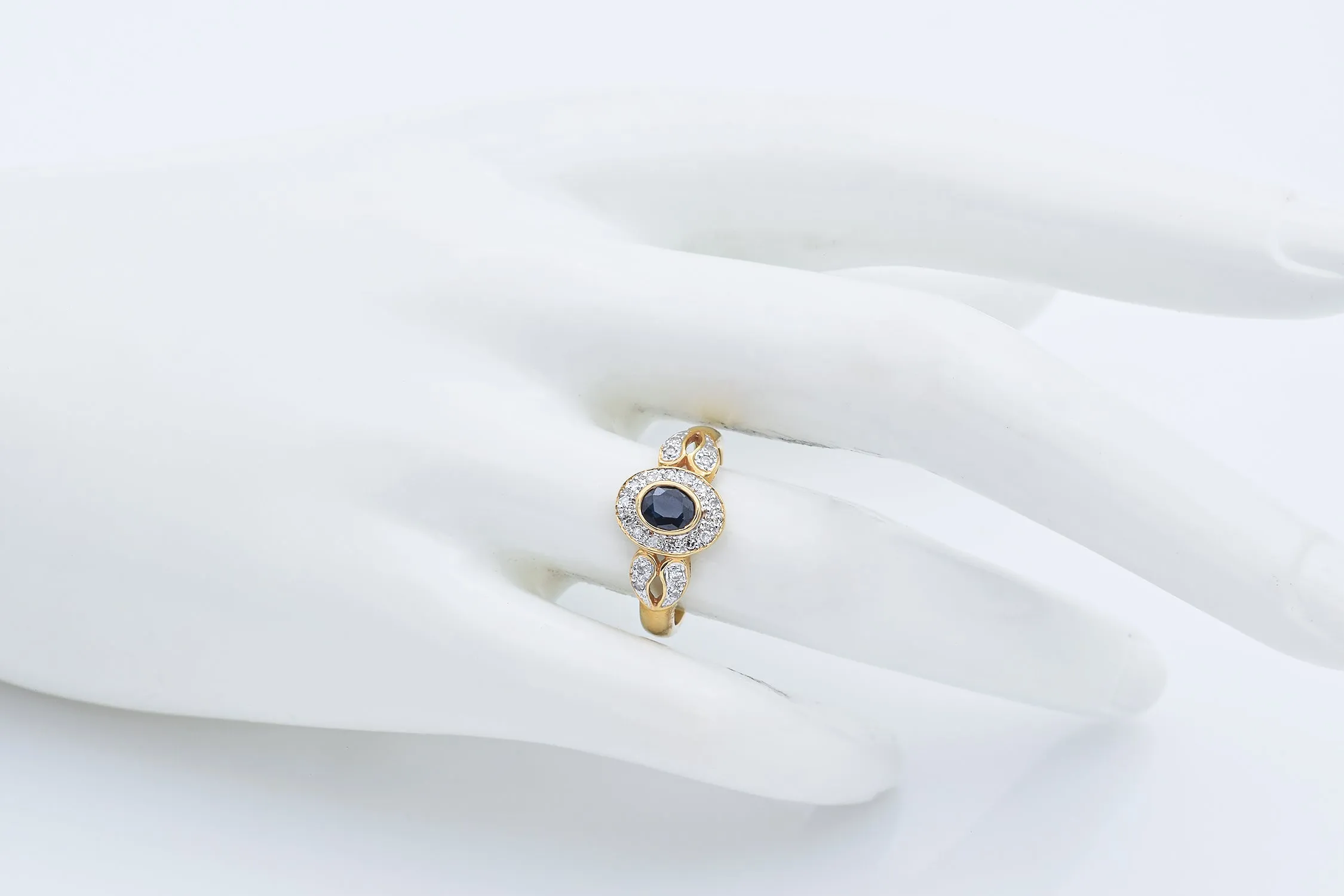 Estate 14K Yellow Gold 1.72 TCW Sapphire & 0.42 TCW Diamond Earrings & Ring Set