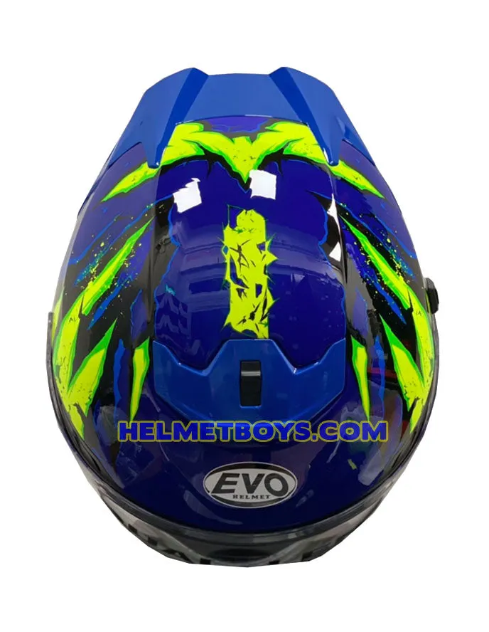 EVO RS9 Motorcycle Sunvisor Helmet FIRE FLAME BLUE FLUO GREEN