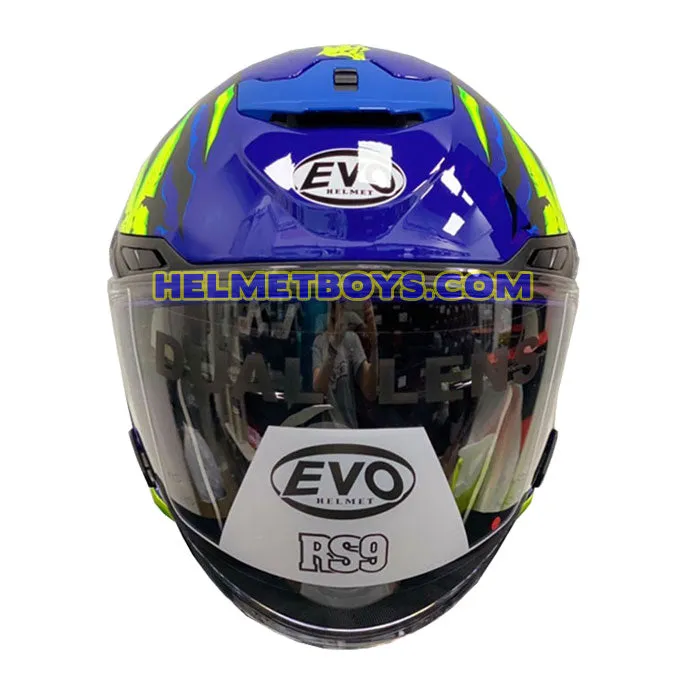 EVO RS9 Motorcycle Sunvisor Helmet FIRE FLAME BLUE FLUO GREEN