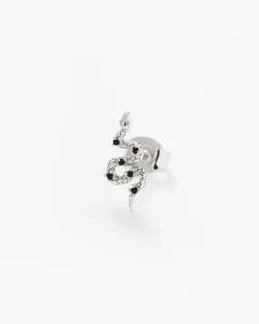 Harris Reed Serpent Single Stud Earring | Sterling Silver/Black Spinal