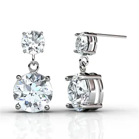 Jasmine “Immortal” 8k White Gold Plated Drop Earrings with Swarovski Crystals