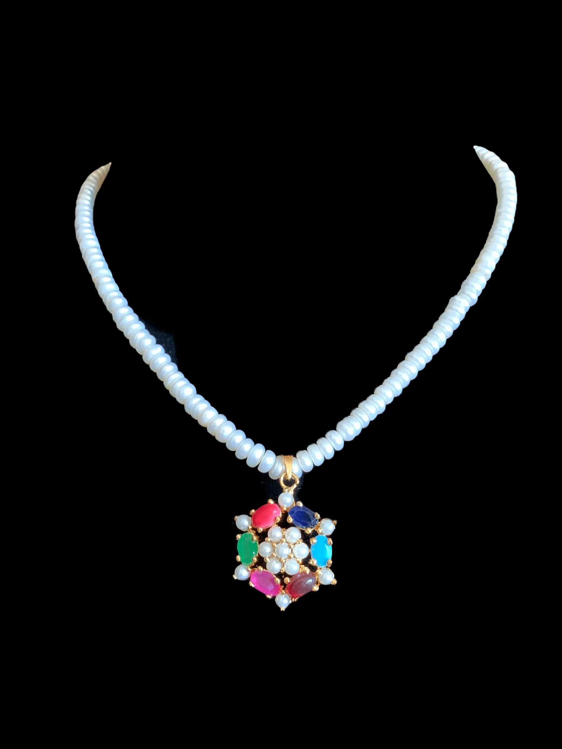 KIDS fresh water pearls pendant set with earrings- NAVRATAN ( READY TO SHIP )