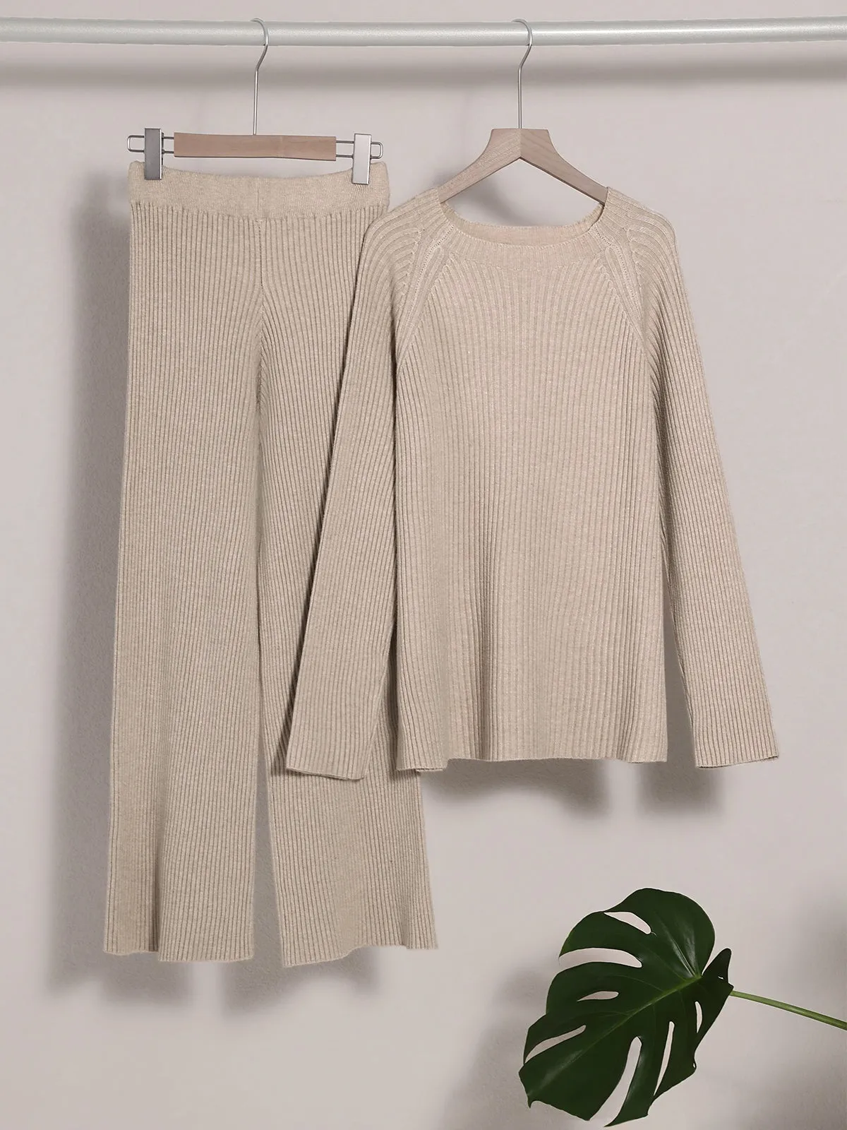 Knitted Sweater & Wide Leg Pant 2 Piece Lounge Set