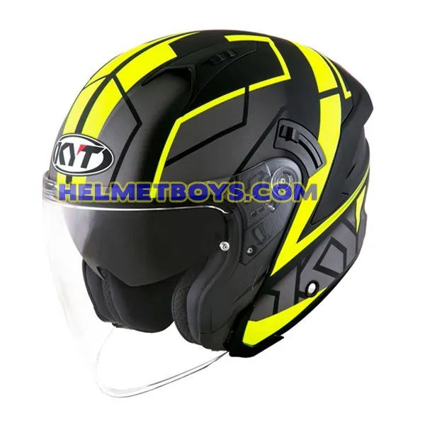 KYT NFJ Motorcycle Sunvisor Helmet MOTION FLUO