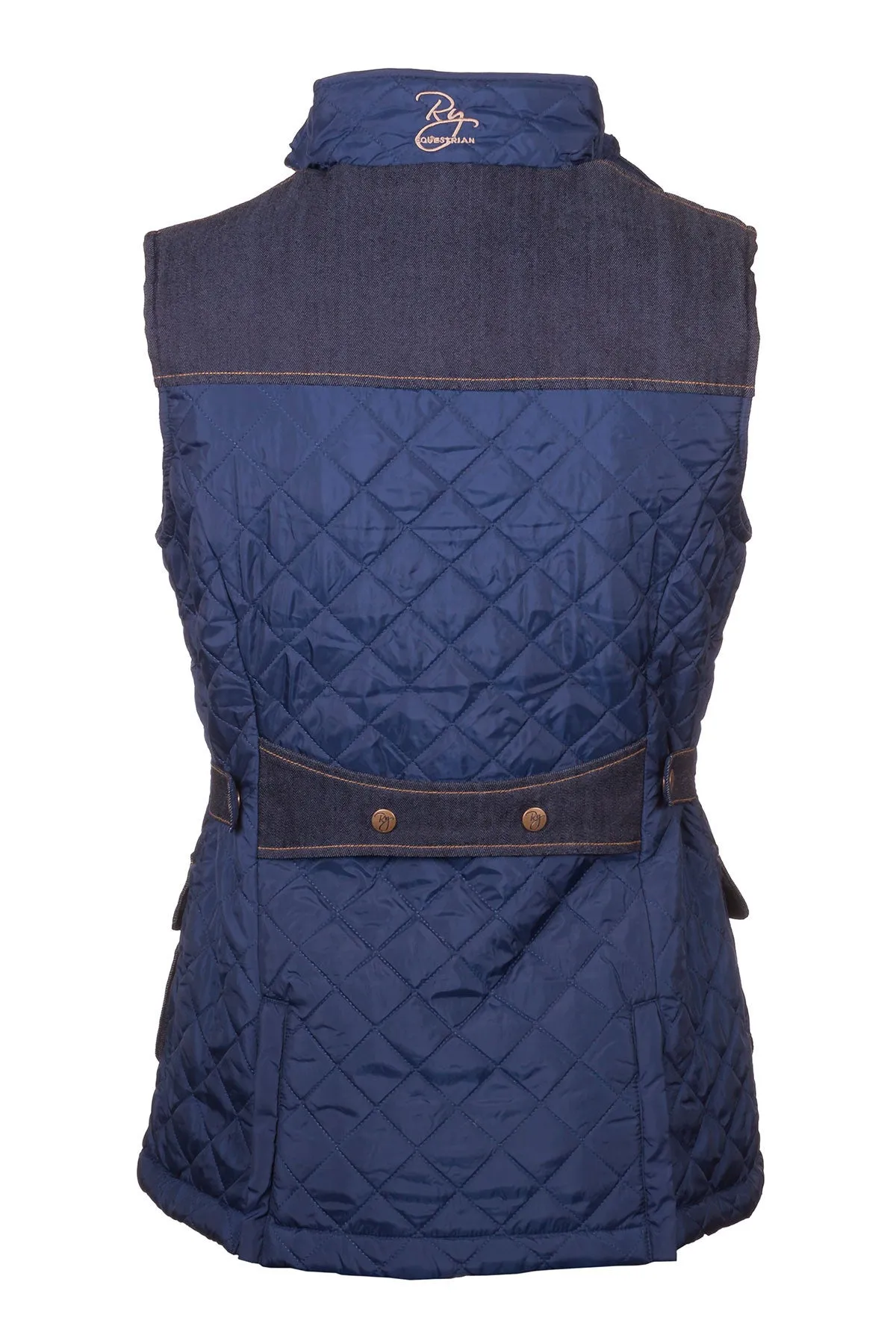 Ladies Denim Trim Quilted Waistcoat