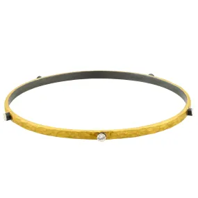 Lika Behar 24K Gold Fusion & Oxidized Silver Bangle Bracelet with 5 Sapphires