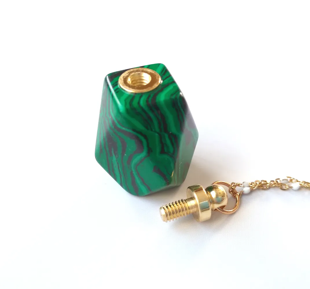 Malachite Faceted Hexagon Wellness Bottle Pendant