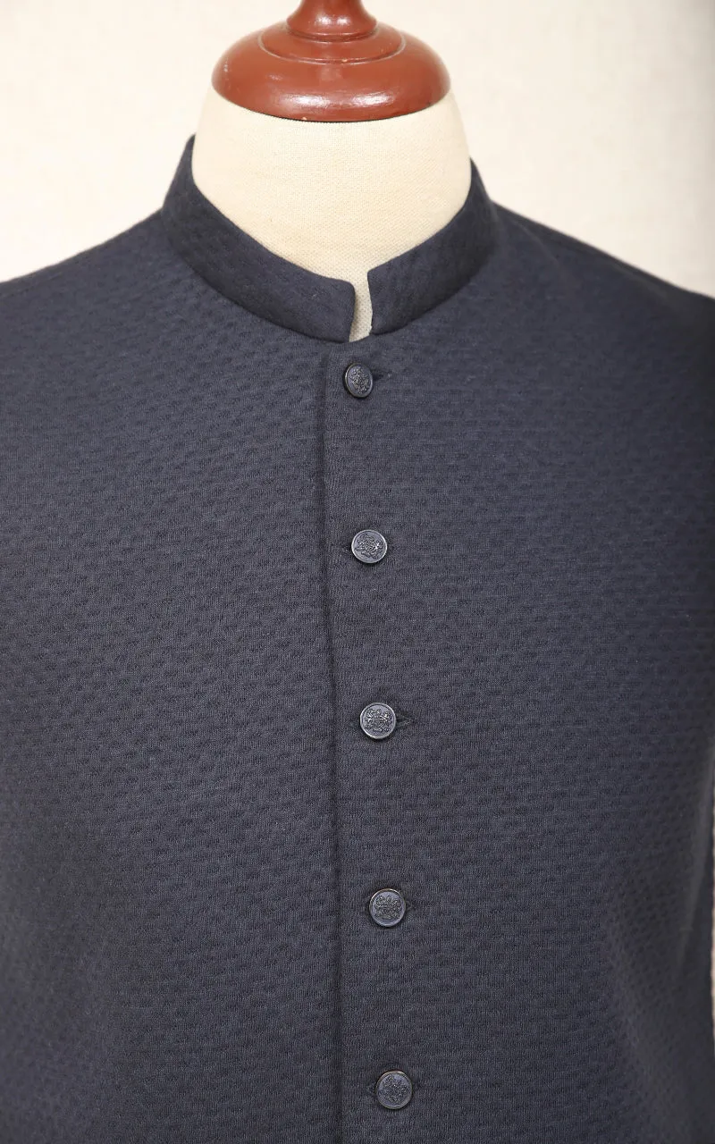 Men Self Printed Premium Waistcoat Navy