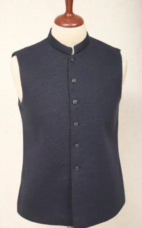 Men Self Printed Premium Waistcoat Navy