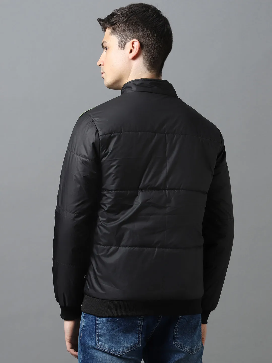 Men's Black Full Sleeve Zippered Puffer Jacket