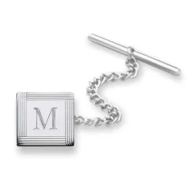 Men's Square Tie Tac in Sterling Silver (1 Initial) of Trendolla