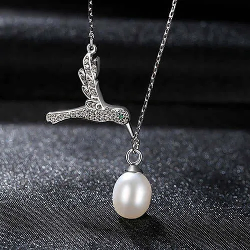 Micro-set Zirconia Pearl Pendant S925 Bird Mother of Pearl Necklace