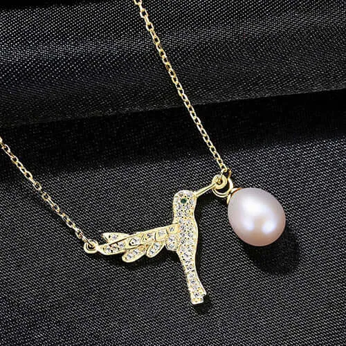 Micro-set Zirconia Pearl Pendant S925 Bird Mother of Pearl Necklace