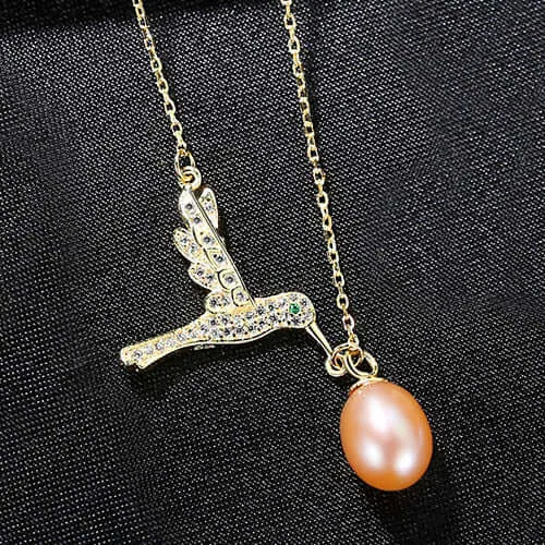 Micro-set Zirconia Pearl Pendant S925 Bird Mother of Pearl Necklace