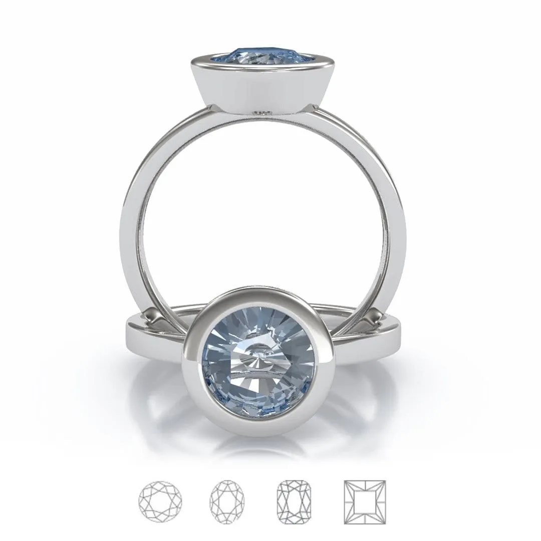 Minimal Wide Low-Profile Bezel Set Solitaire Engagement Ring - Setting only