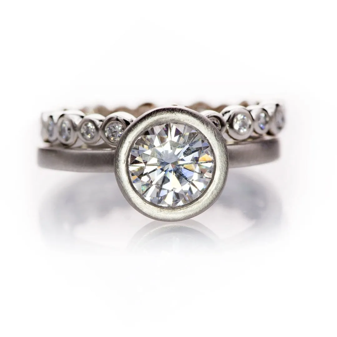 Minimal Wide Low-Profile Bezel Set Solitaire Engagement Ring - Setting only